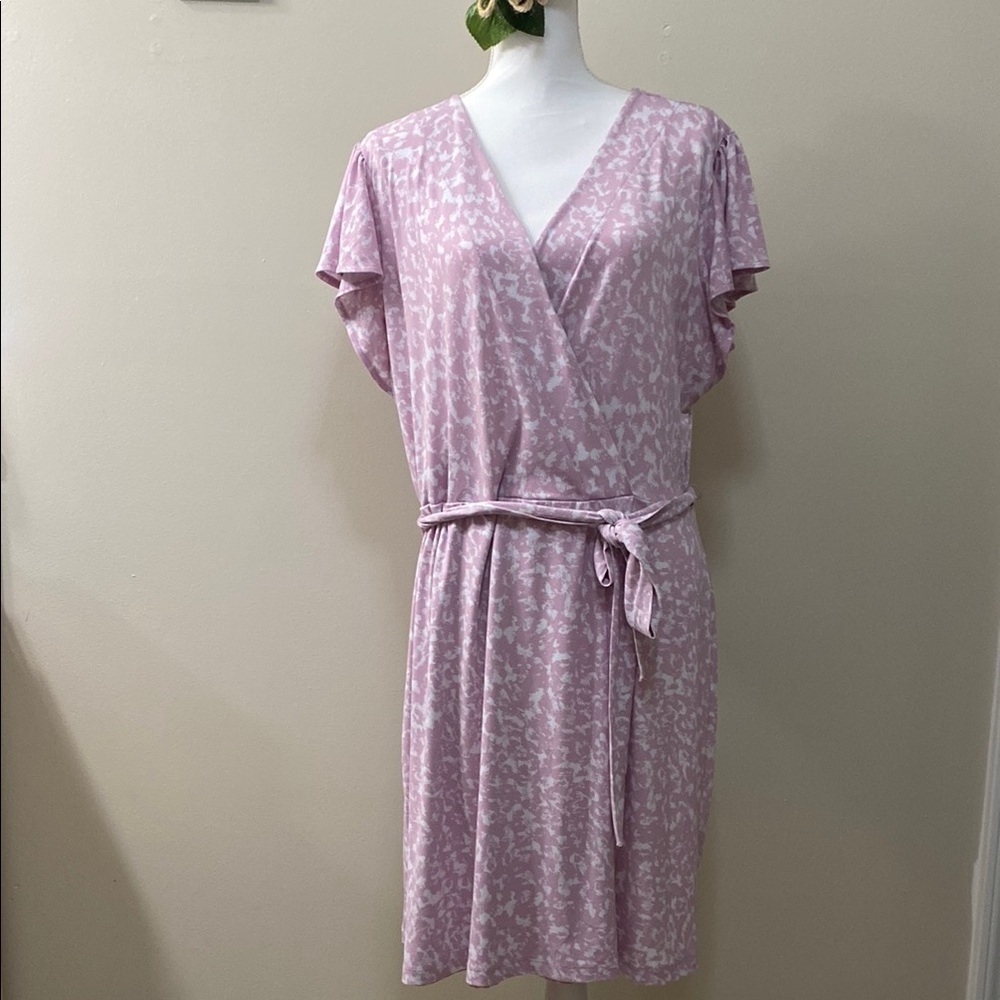 Nine West Pink Animal Print Wrap Dress